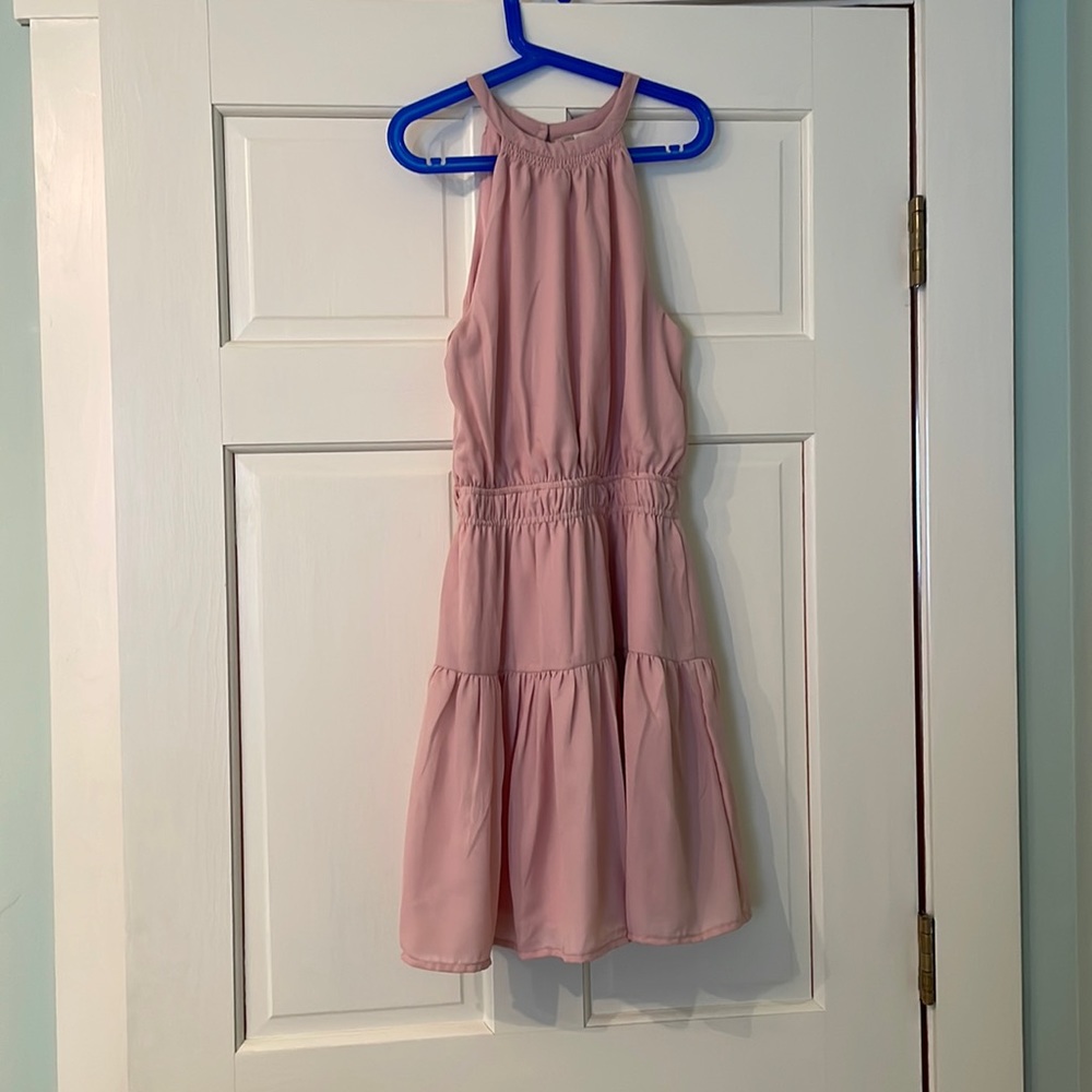 Short Halter Pink flowy dress